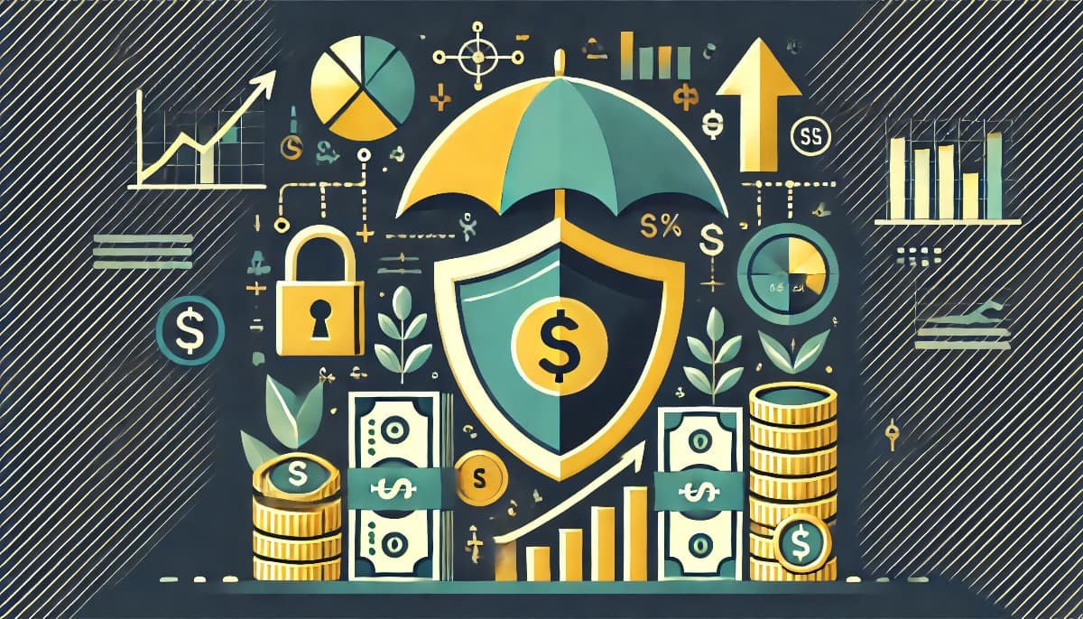 Protecting Investment Capital: Basic Strategies 1 An image representing protecting investment capital, showing financial security. Depict a shield or umbrella covering money, stocks