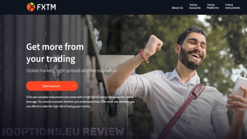 FXTM Broker Review - pros and cons 2023 1 FXTM broker banner overview iqoptions