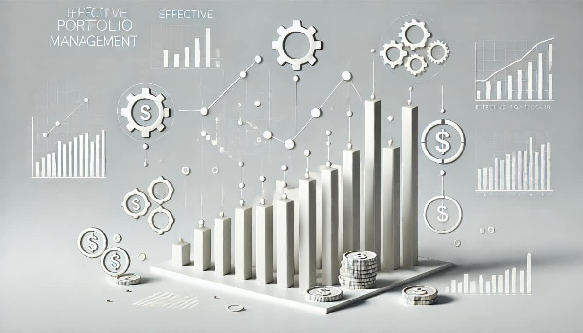 Effective Portfolio Management: Key Tips and Tricks 1 balanced bar chart with minimal data points and lines representing Effective Portfolio Management