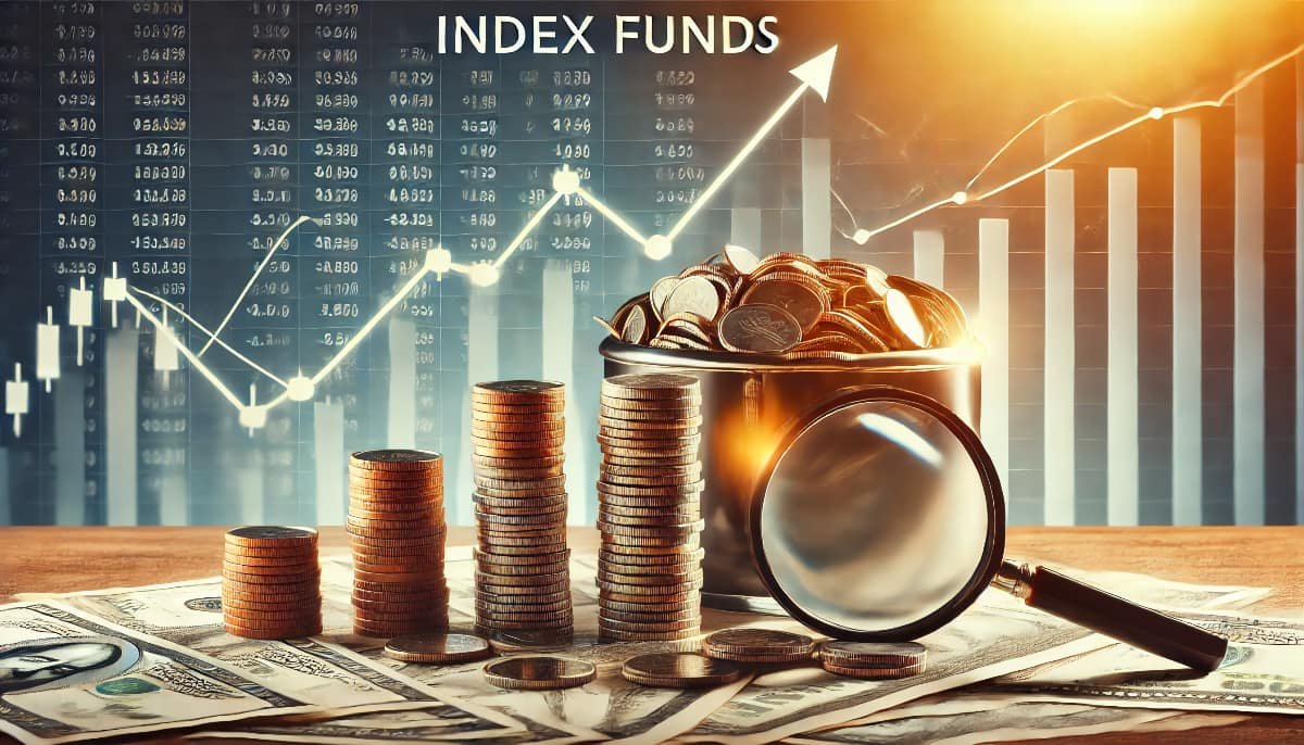 Index Funds: Top Benefits for Your Investment Strategy 1 benefits of index funds in investment strategies- steady, upward financial graph with stacks of coins