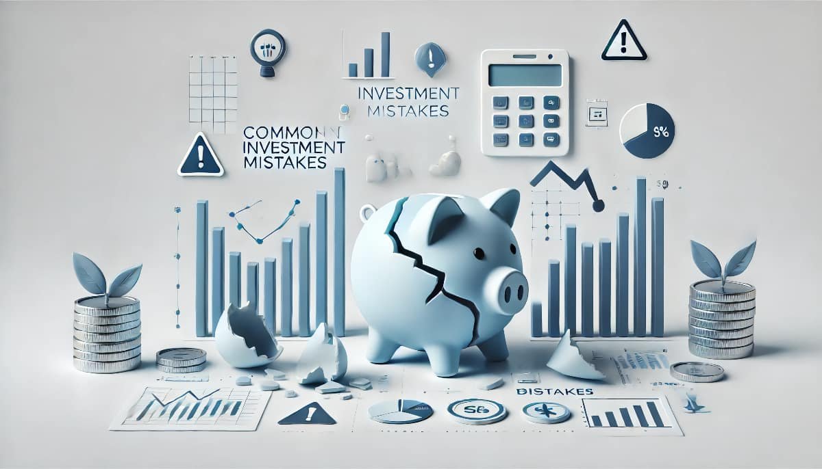 Top Mistakes Beginner Investors Make and How to Avoid Them 1 common investment mistakes. It features broken piggy banks
