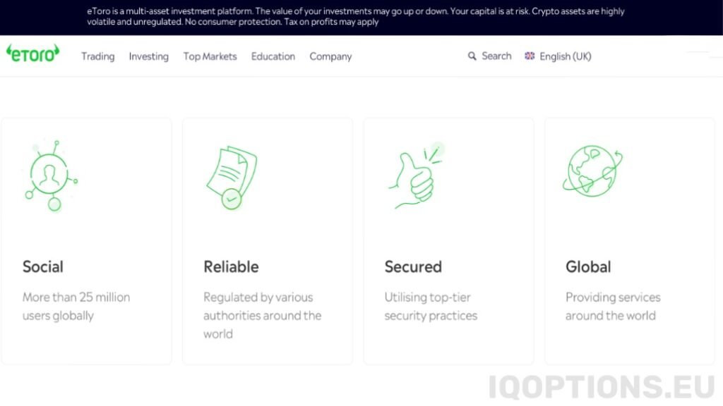 eToro Broker Review 1 eToro broker official overview banner iqoptions