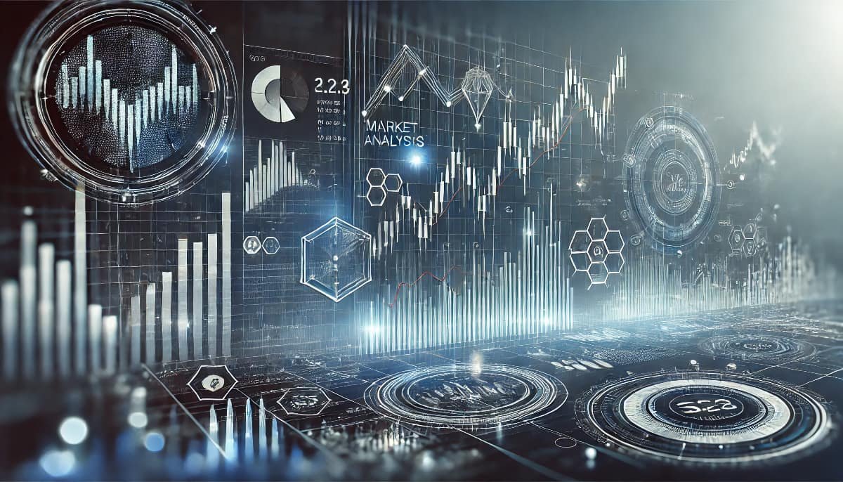 Market Analysis: Choosing the Right Investments 1 market analysis and investment strategy. Show a mix of digital charts, graphs, and financial symbols
