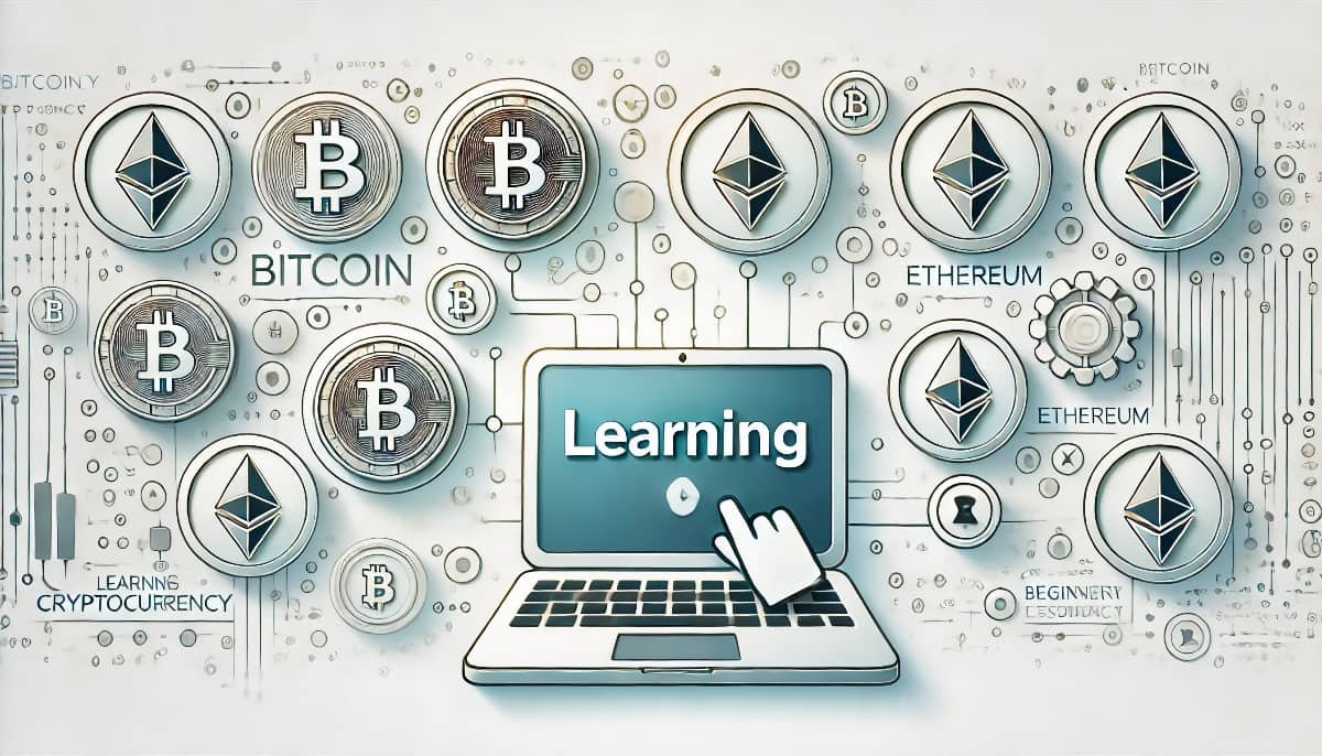 Top Resources to Learn Cryptocurrency for Beginners 1 the concept of learning cryptocurrency-Includes symbols of cryptocurrencies like Bitcoin